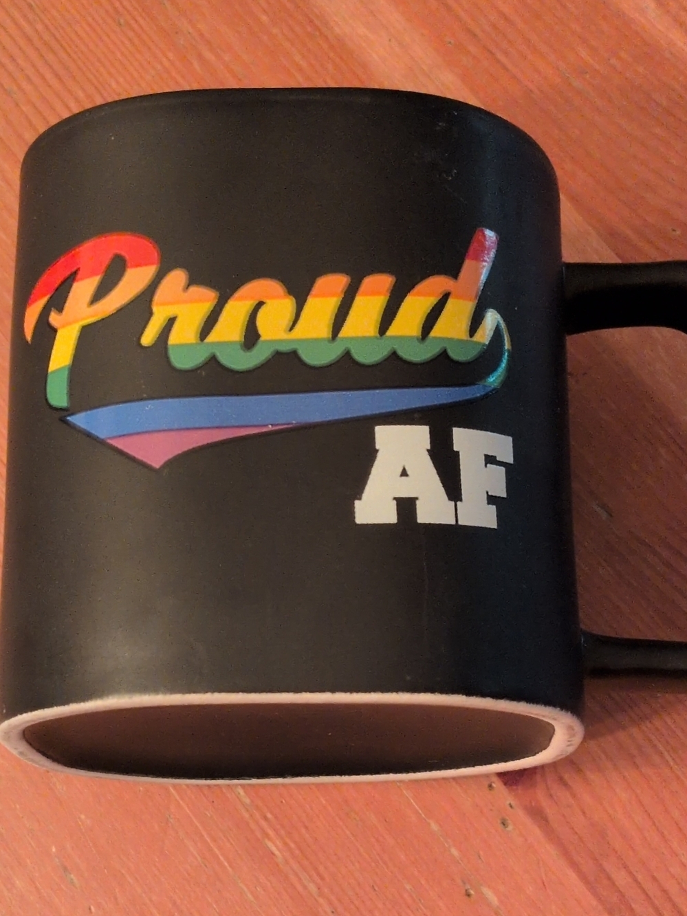 Proud AF Rainbow Lettering Black Mug